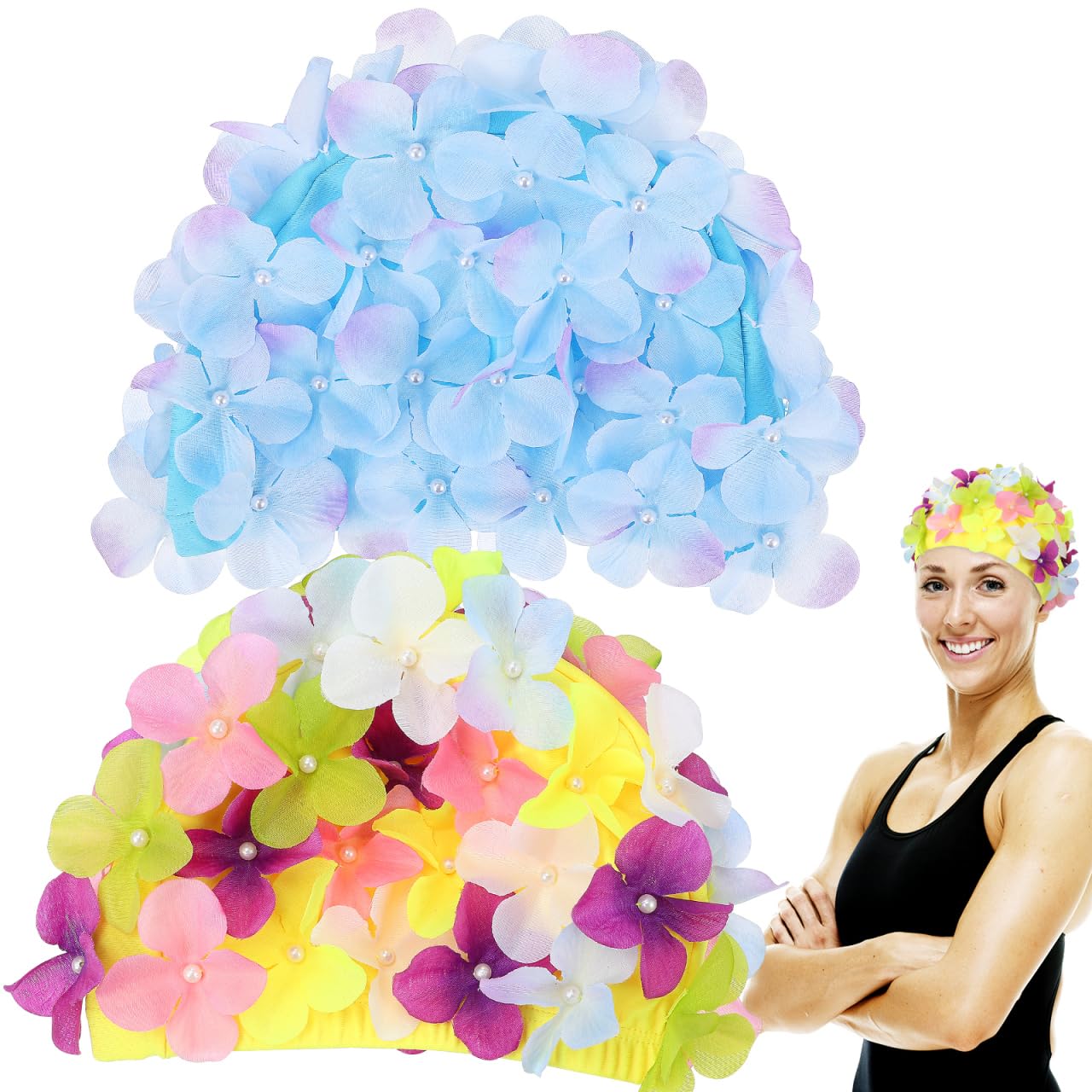 IMIKEYA Bonnet de bain à fleurs : bonnet de bain confortable bonnet de bain chapeau de bain respirant bonnet de bain pétale bonnet de bain pour femme