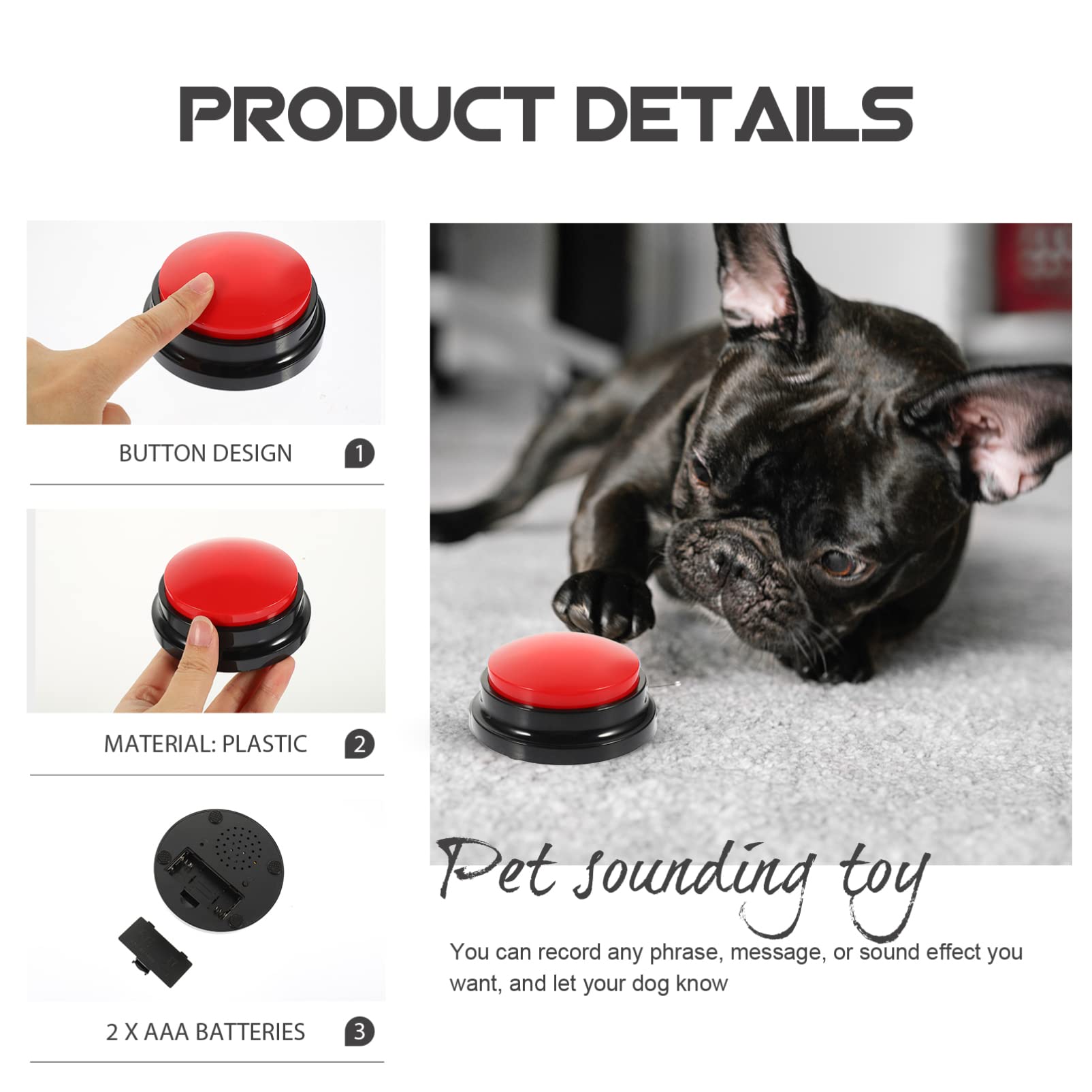 Toyvian Pulsanti di Comunicazione del Cane Che Parlano del Cane Pulsanti della Comunicazione del Suono Registrabili Pulsanti di Comunicazione' Animale Domestico Buzzeri Regalo