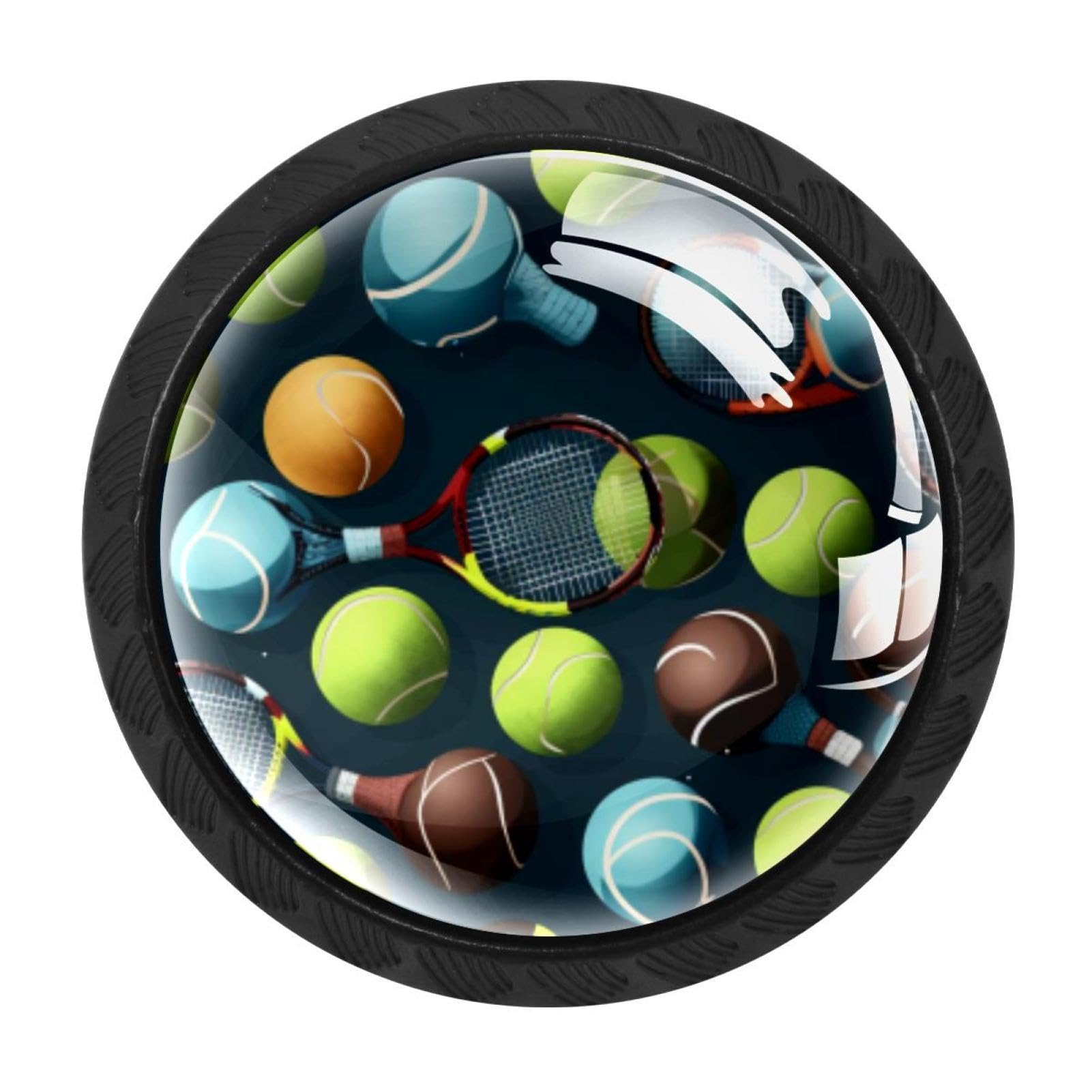 Chenzzzz Multicolored 07 4 Pack Round Cabinet Knobs For Kitchen Bathroom Closet Dresser Cabinets, Tennis Ball