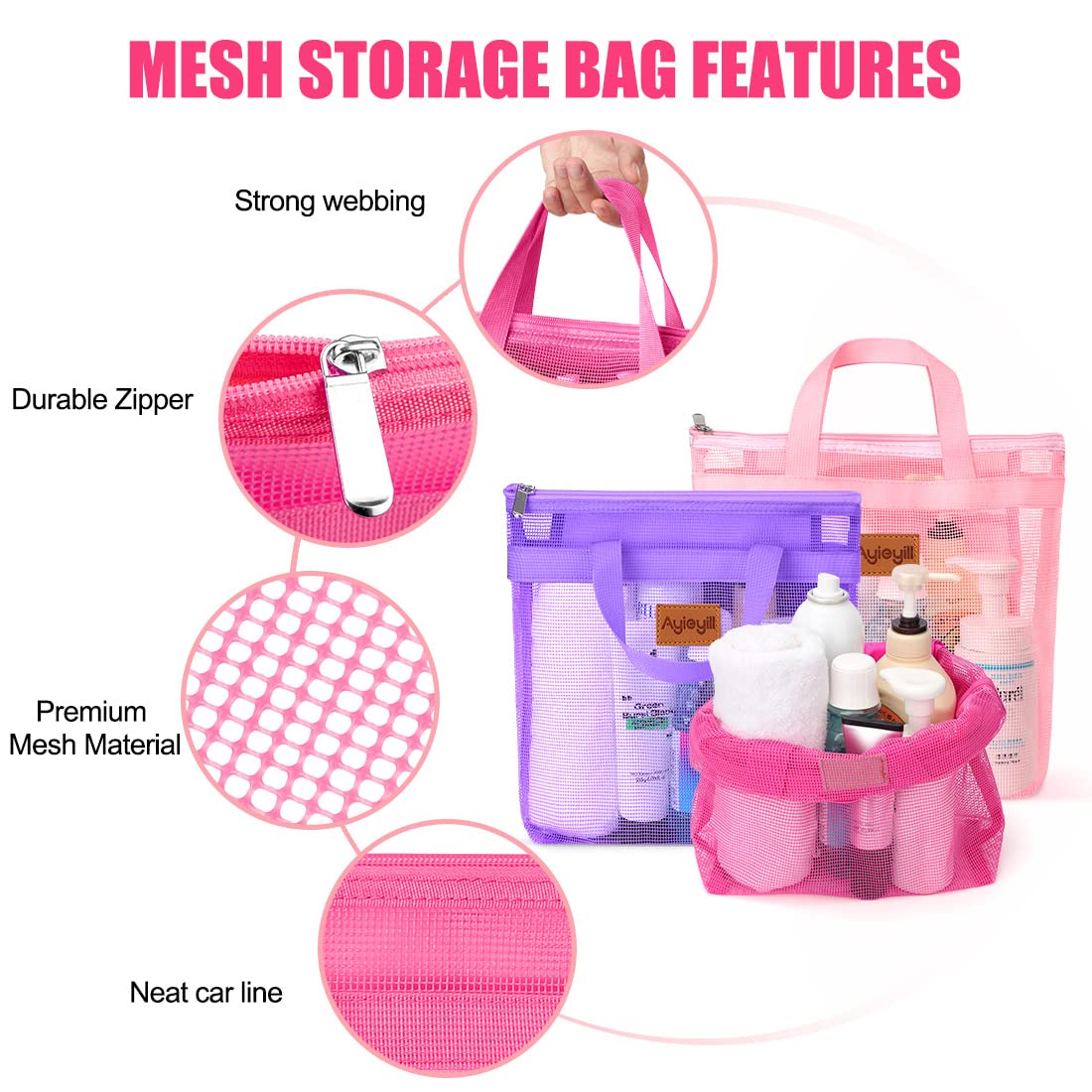 Sac De Bain Portable En Maille - Pour Douche, Voyage - Stockage Produits - Néoprène Mesh