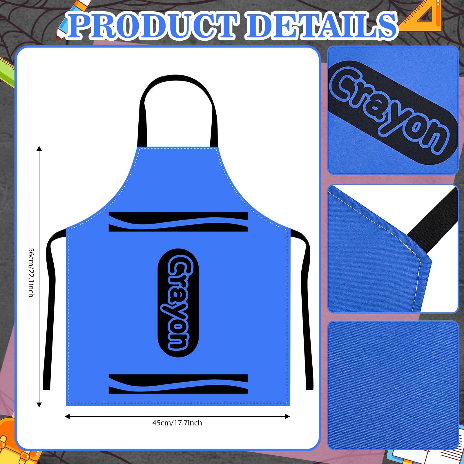 Kavoc 2 Pcs Colorful Crayon Costume Include Crayon Apron and Funny Gnome Cone Hat for World Book Day Fancy Dress Up (Blue) - Image 3