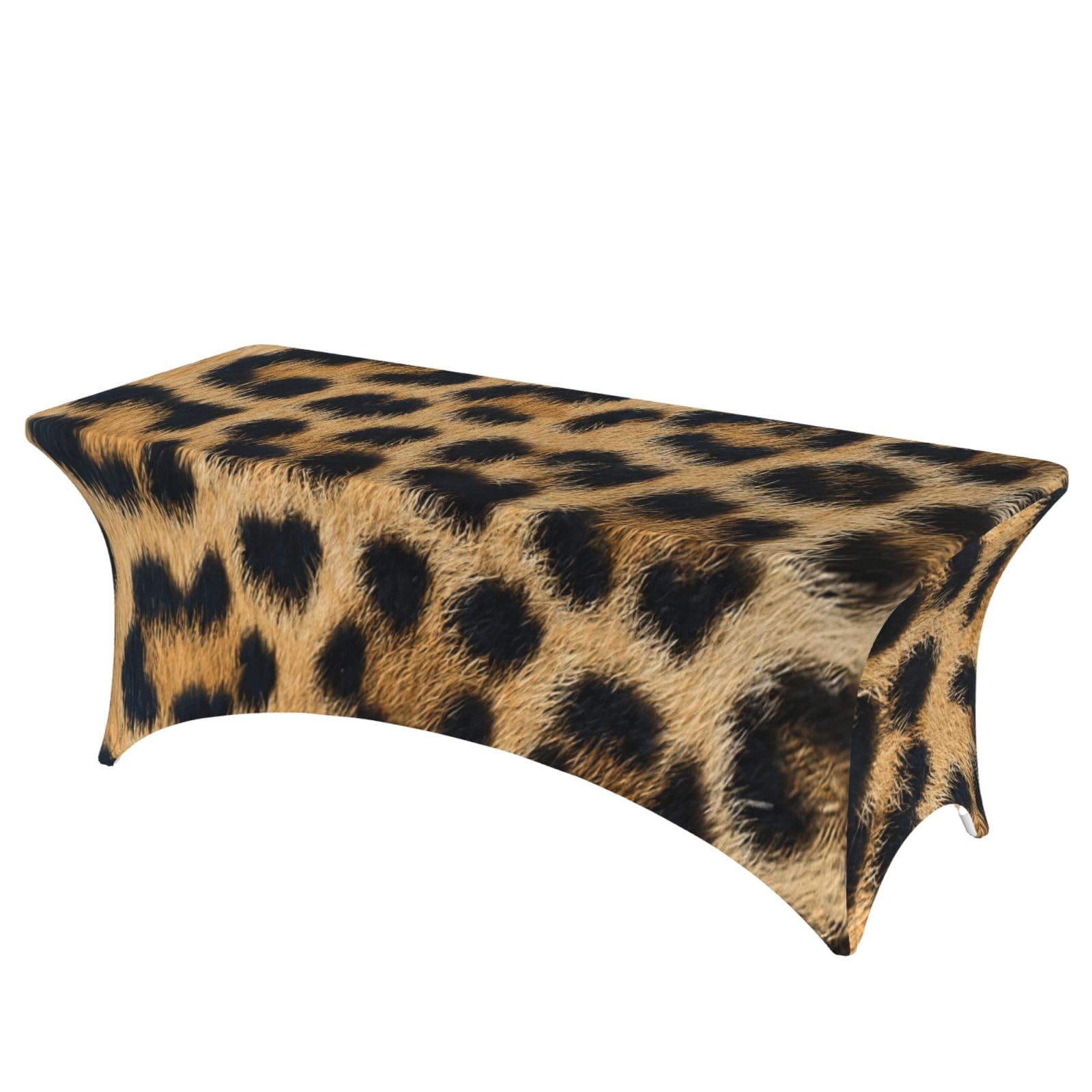 NImongt Rough Leopard Print Print Elastic Rectangular Tablecloth Holidays Family Banquet Wedding Party Table Cover