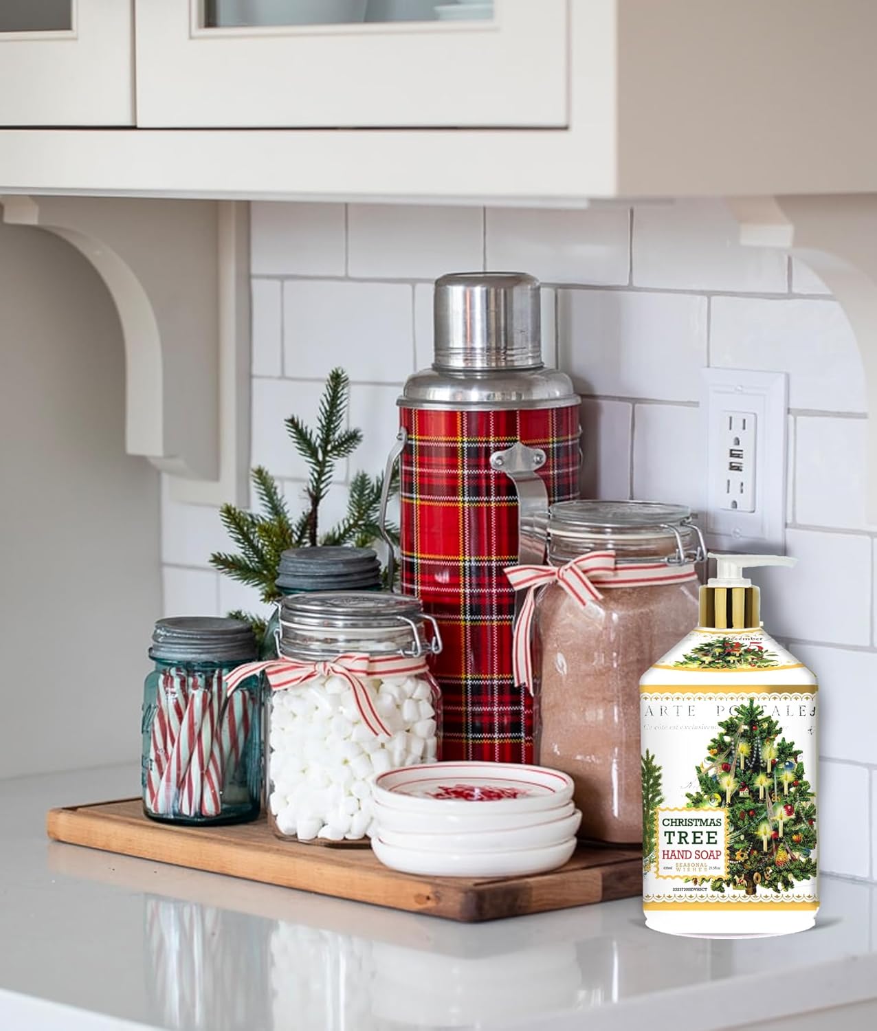 Seasonal Wishes Holiday Hand Soap 21.5oz 8 pack, Holiday Scents - Jingle Bells, Christmas Tree, Snow Man, Lavender Cheer, Home and Body Company