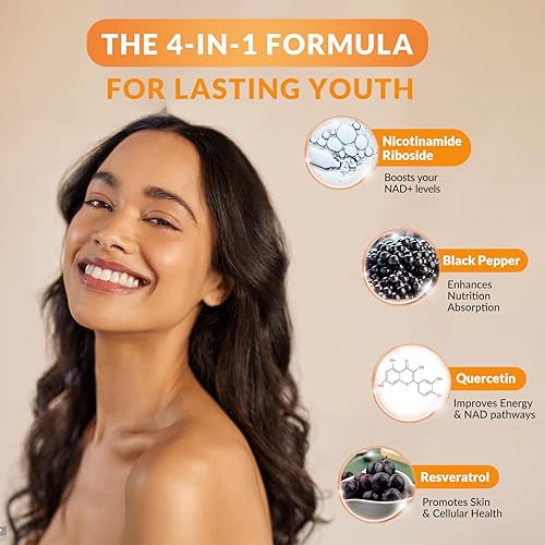 Miniatura 5 de Suplemento liposomal NAD  1500 mg NAD+ gota líquida para mujeres y hombres complejo de cloruro de ribósido de nicotinamida y resveratrol  Renovación