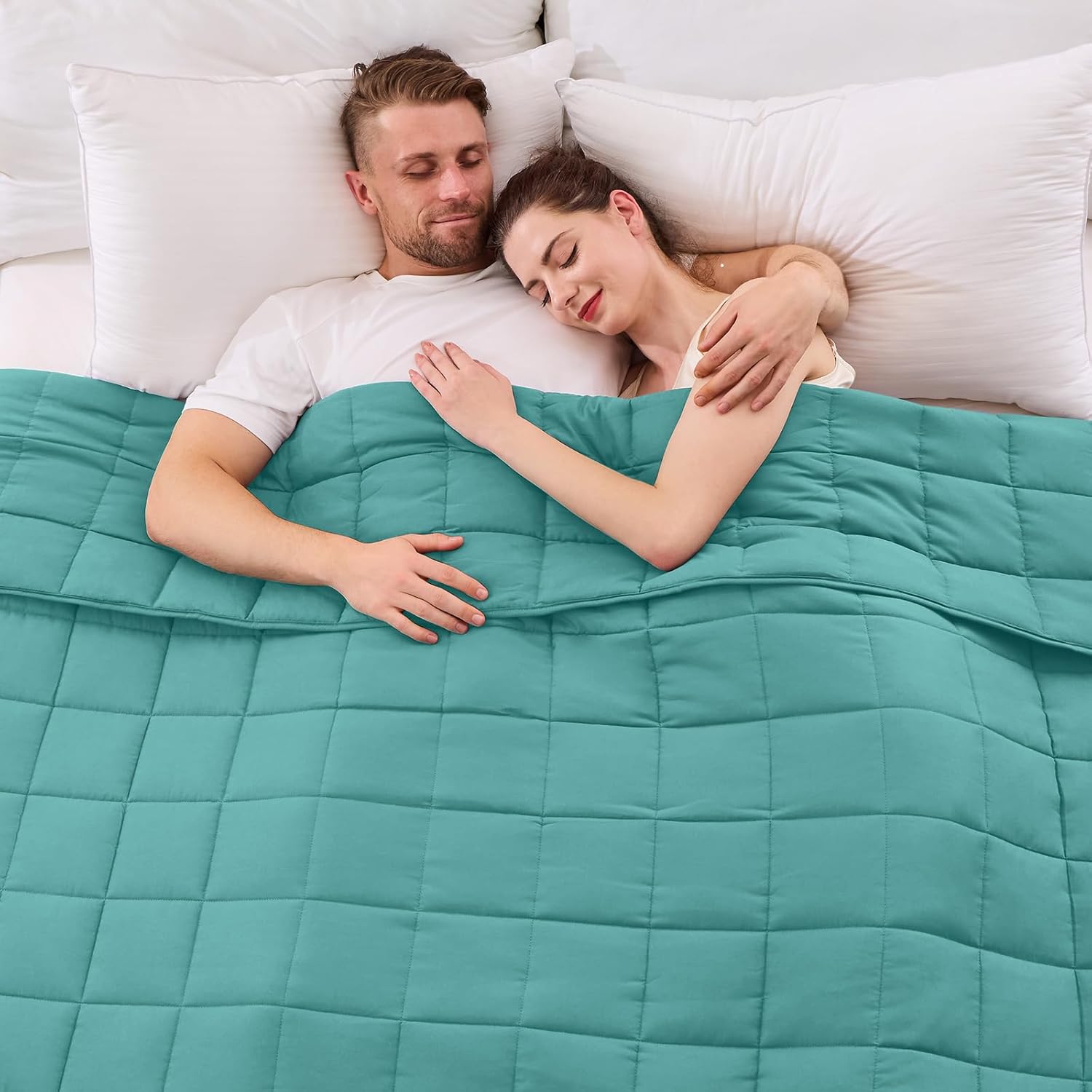 yescool Weighted Blanket for Adults (20 lbs, 88” x 104”, Teal) Cooling Heavy Blanket for Sleeping Perfect for 190-210 lbs, Queen Size Breathable Blanket with Premium Glass Bead, Machine Washable Teal 88X104-20 lbs