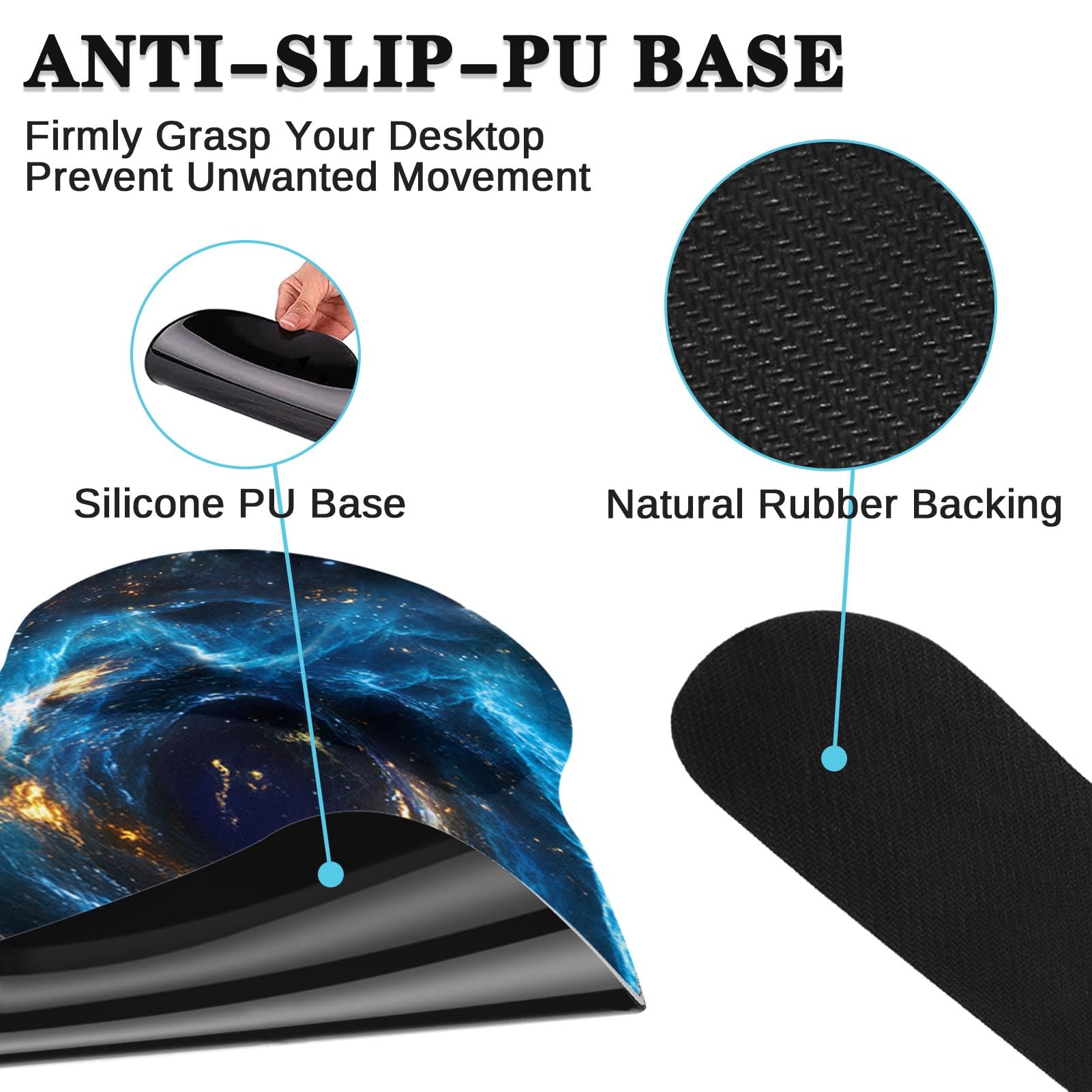 Britimes Set di 3 tappetini per mouse con supporto per il polso, base in
