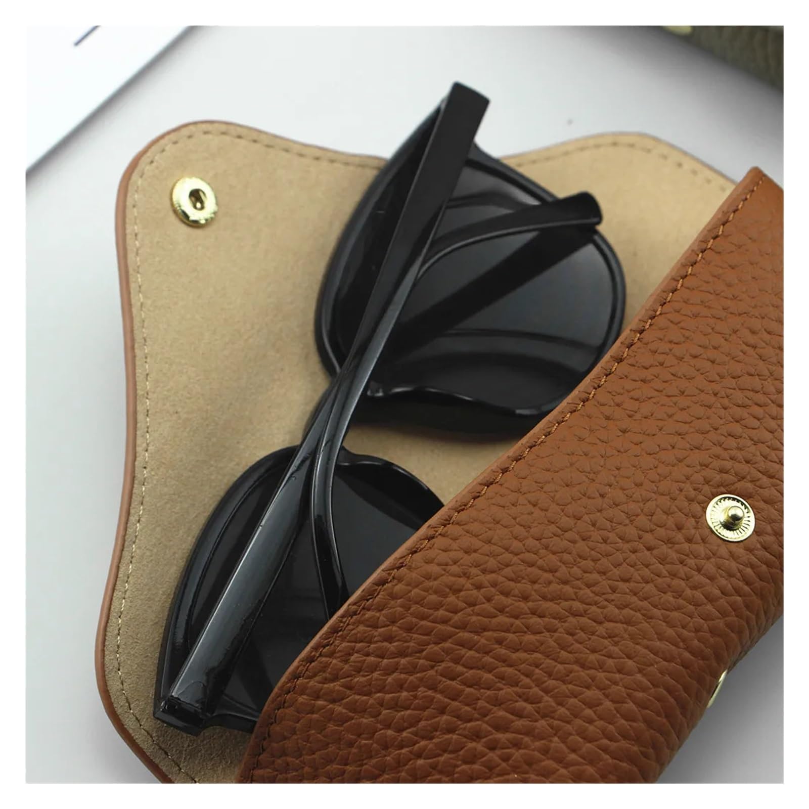 Étui à Lunettes en Cuir Étui à lunettes de soleil, sac Portable for hommes et femmes, housse rangement