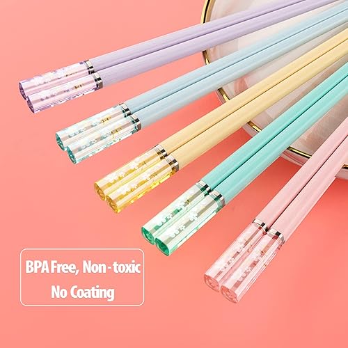 Miniatura 10 de 5 pares de palillos de fibra de vidrio, reutilizables, aptos para lavavajillas, 9.6 pulgadas9.6 in, mate, antideslizantes, para