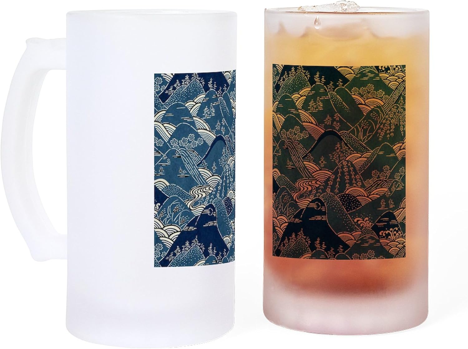 CafePress JAPANESE MOUNTAIN DESIGN Frosted Stein 16 oz Frosted Glass Beer Mug