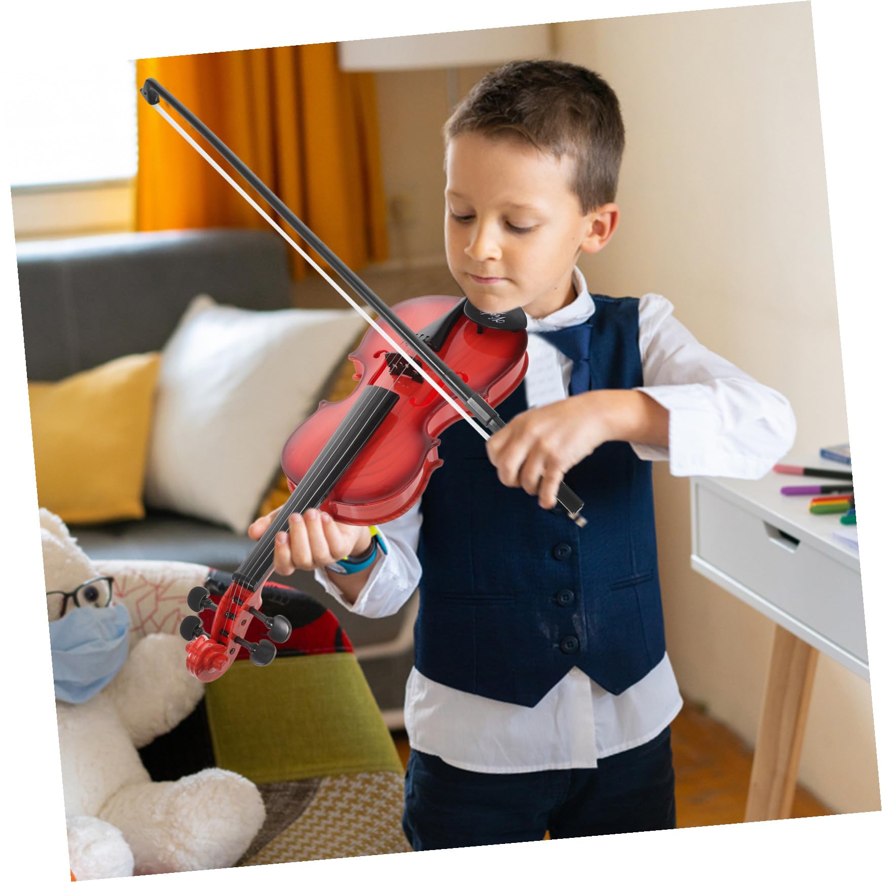 VICASKY Violino Giocattolo Musicale a Forma di Violino Piccolo e Delicato in in per Educazione Musicale per Bambini e Regali di Compleanno