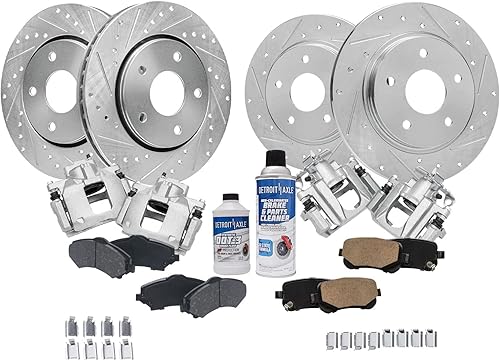 Miniatura 78 de Detroit Axle - Kit de freno delantero para Ford Explorer Mercury Mountaineer 2002-2005 Bujes de rodamiento de rueda perforados y ranurados rotores
