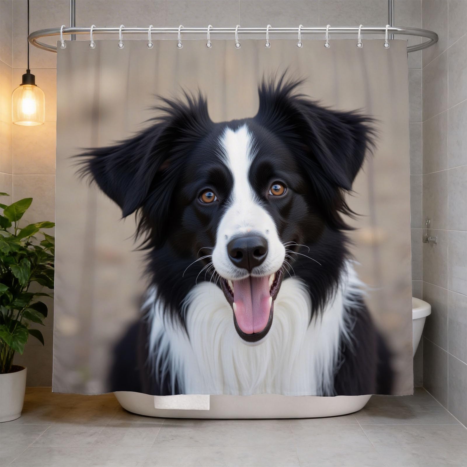 Hongduo 3D Australian Shepherd Shower Curtain for Stalls Bathtubs Cute Animals Bathroom Decor Shower Curtain Set Polyester Fabric Waterproof 200x200cm/79X79 Inch with Hooks