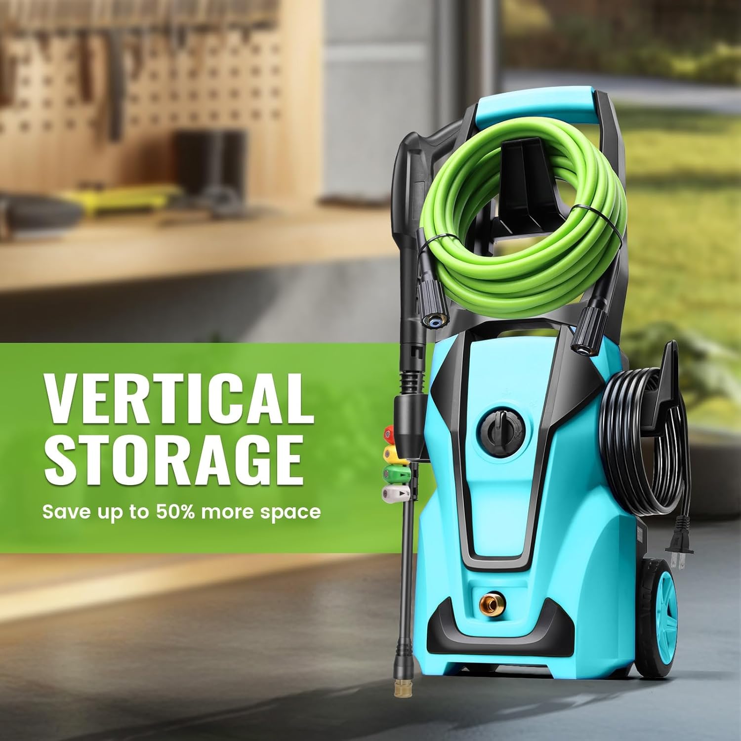 Professional Electric Pressure Washer, 5000PSI Power Washer with Foam Cannon,4 Nozzles,33FT Hose and Soap Bottle,Car Wash Machine/Car/Driveway/Patio Clean,Blue - Image 5