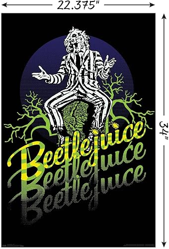 Miniatura 3 de Trends International Beetlejuice - Póster de pared de neón amarillo y verde, 34 pulgadas de largo x 22.4 W, paquete de póster y clip
