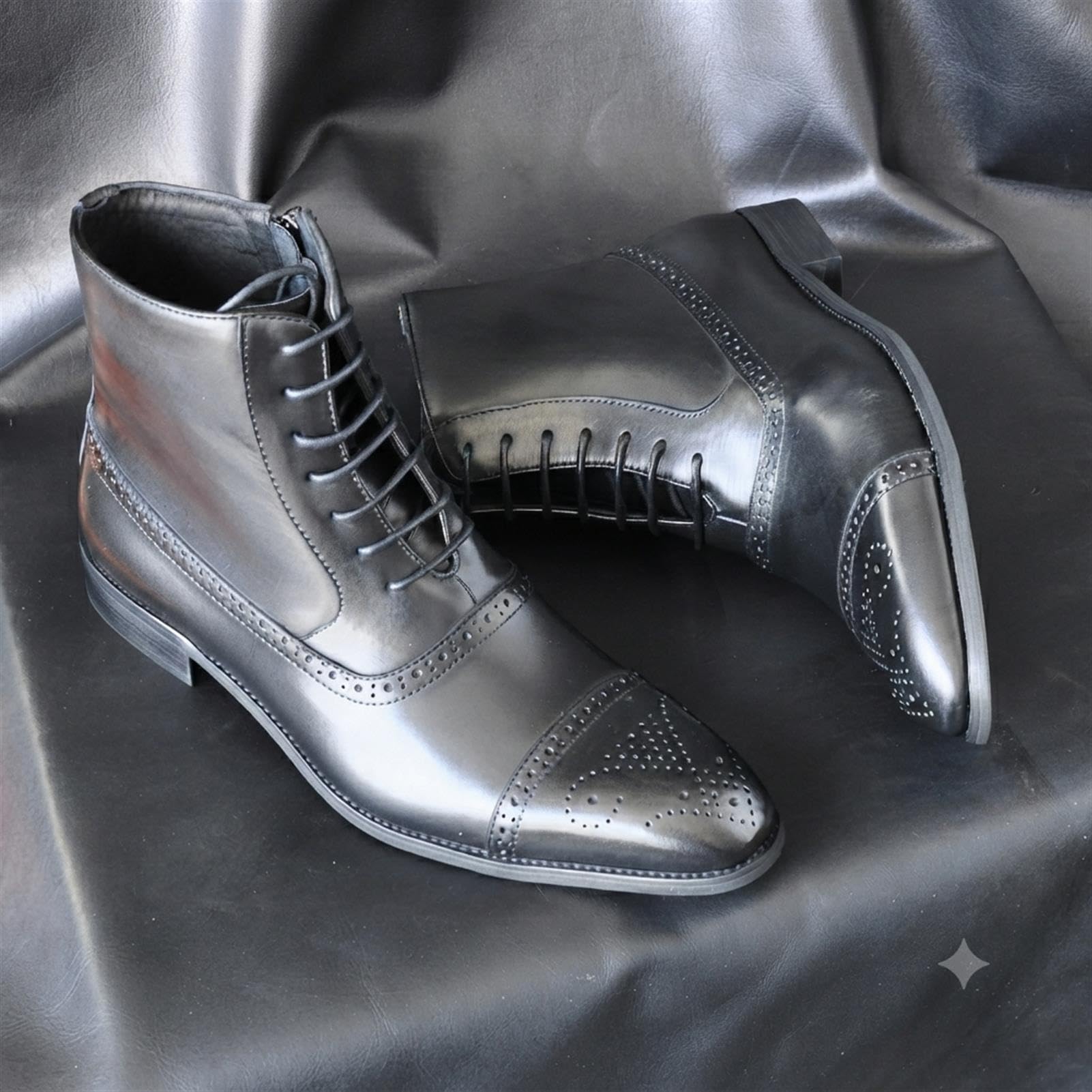 Stivaletti Uomo Pelle PU Brogue Scarpe Eleganti Lavoro Affari Casual
