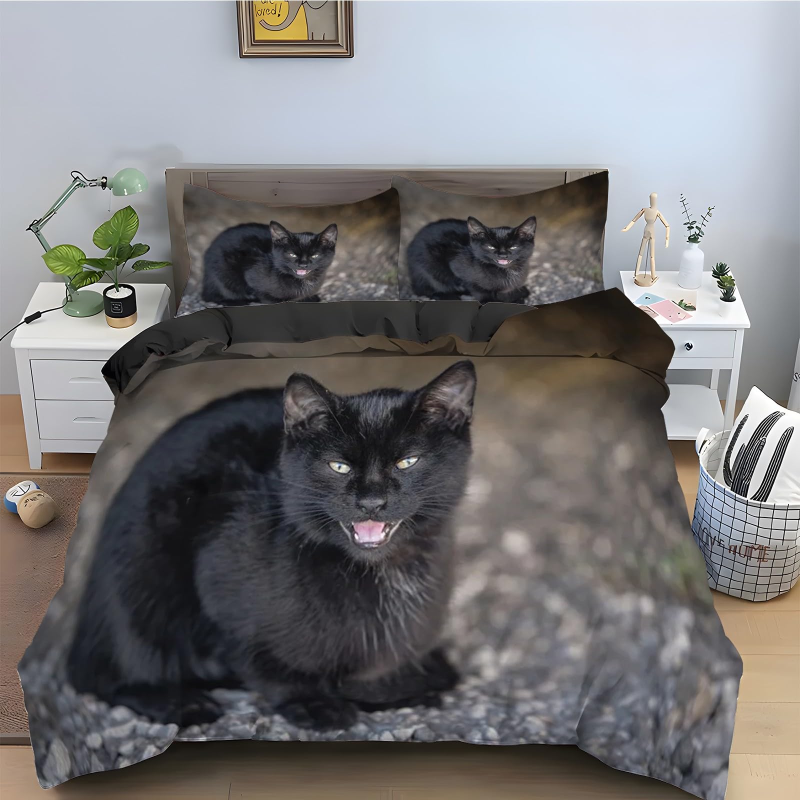 Housse de couette 200x200 chat noir pour créer une ambiance cocooning dans votre chambre