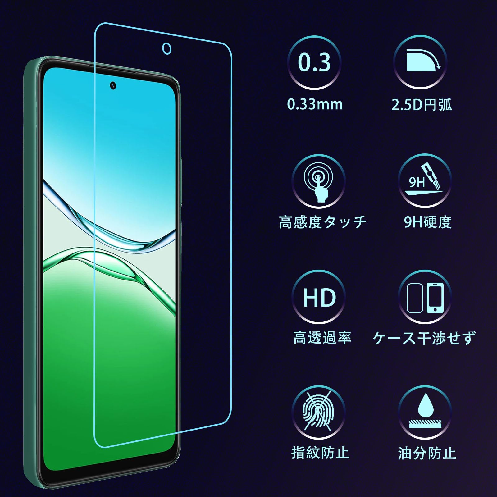 Amazon | 【2+2枚セット】 2枚 対応 oppo A5 5G 2025 専用の ガラス