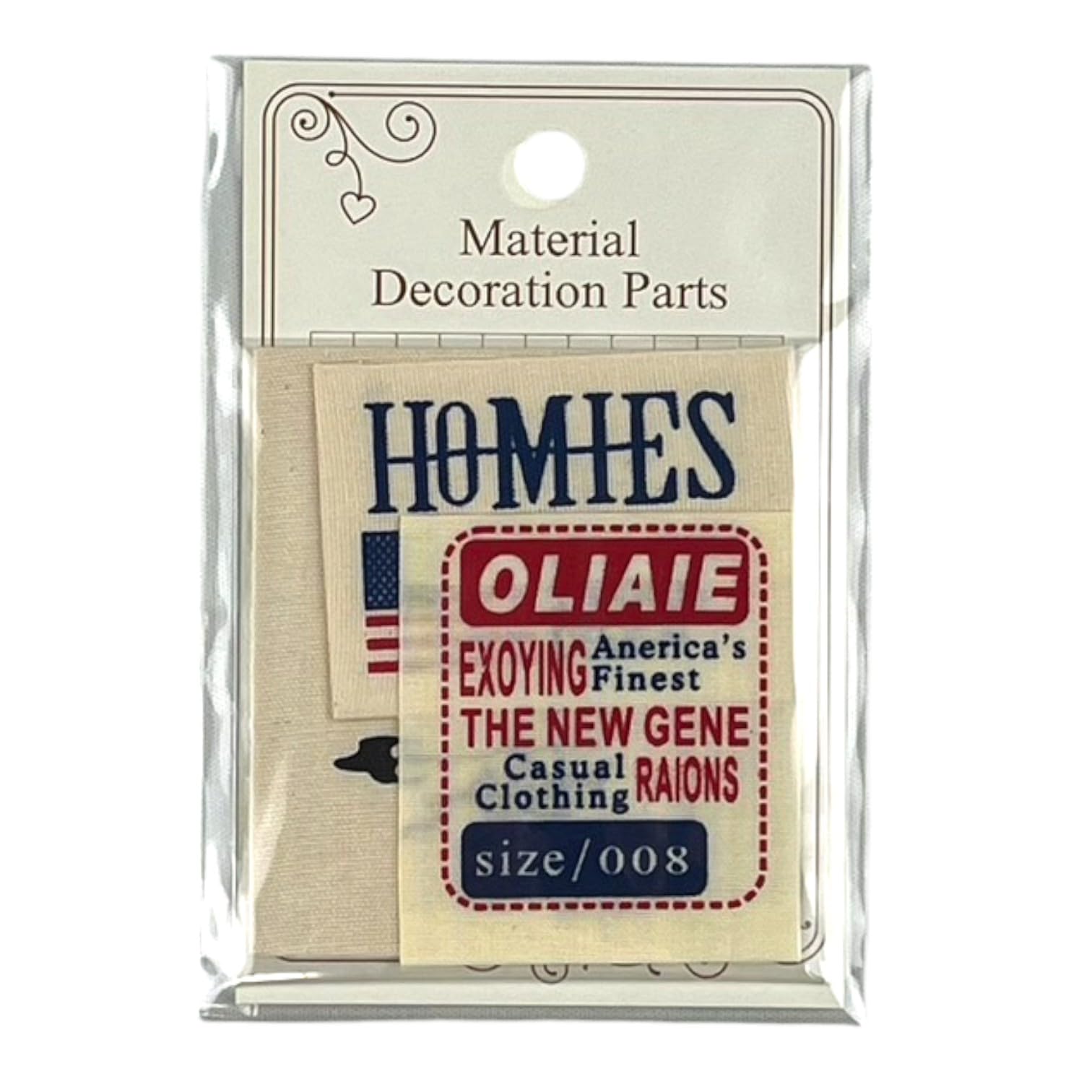 大きい コットン タグ 3枚組 布 綿 タグテープ ハンドメイド用 handmade プリント テープ かわいい おしゃれ (【Aタイプ】大きなコットンタグ3P)