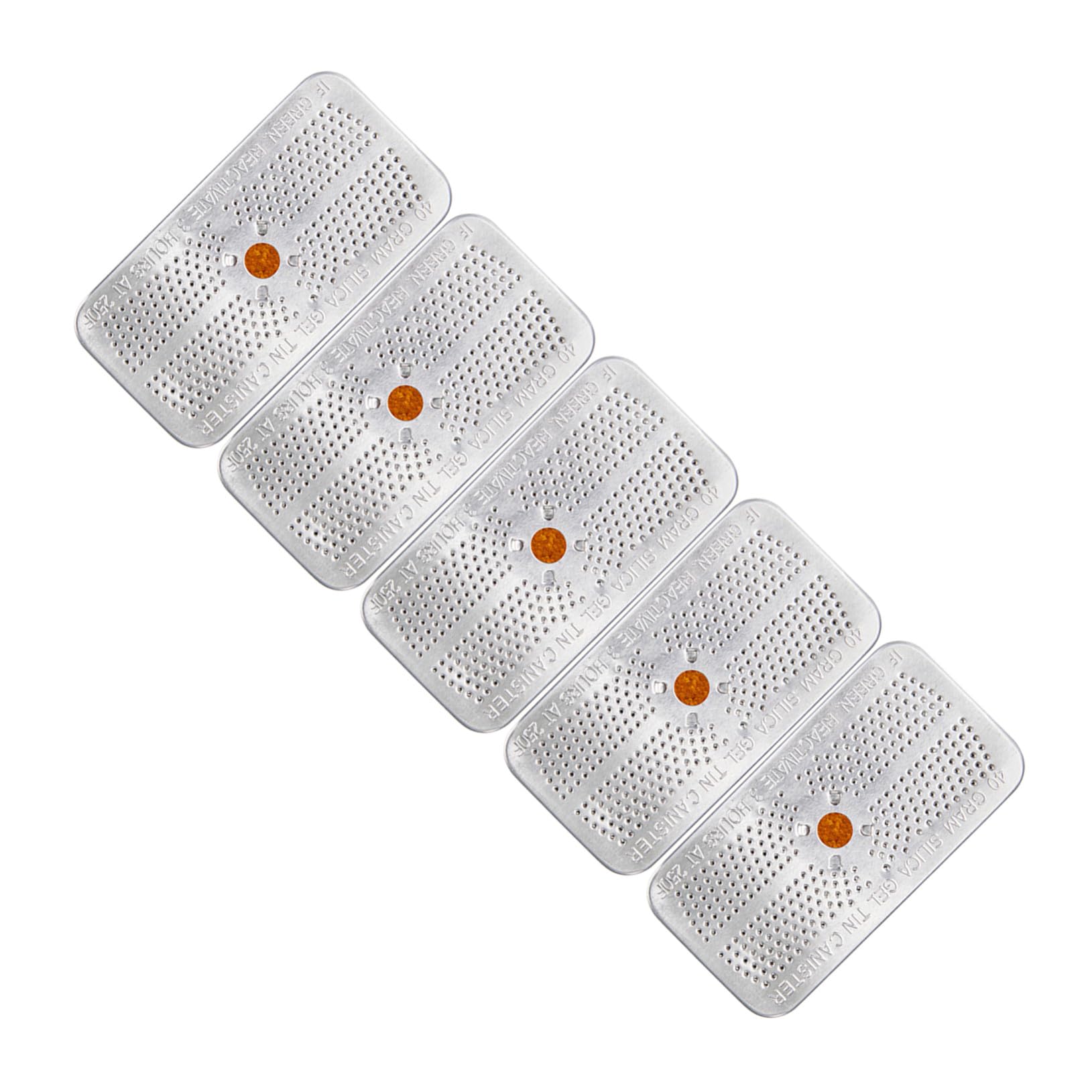 GALPADA Pacchetti Essiccanti di Silice da 40 Gram, 5 Pezzi Indicatrici, Assorbono Umidità in Sicurezza, Contenitore in Alluminio Arancione per Elettronica e Armadi
