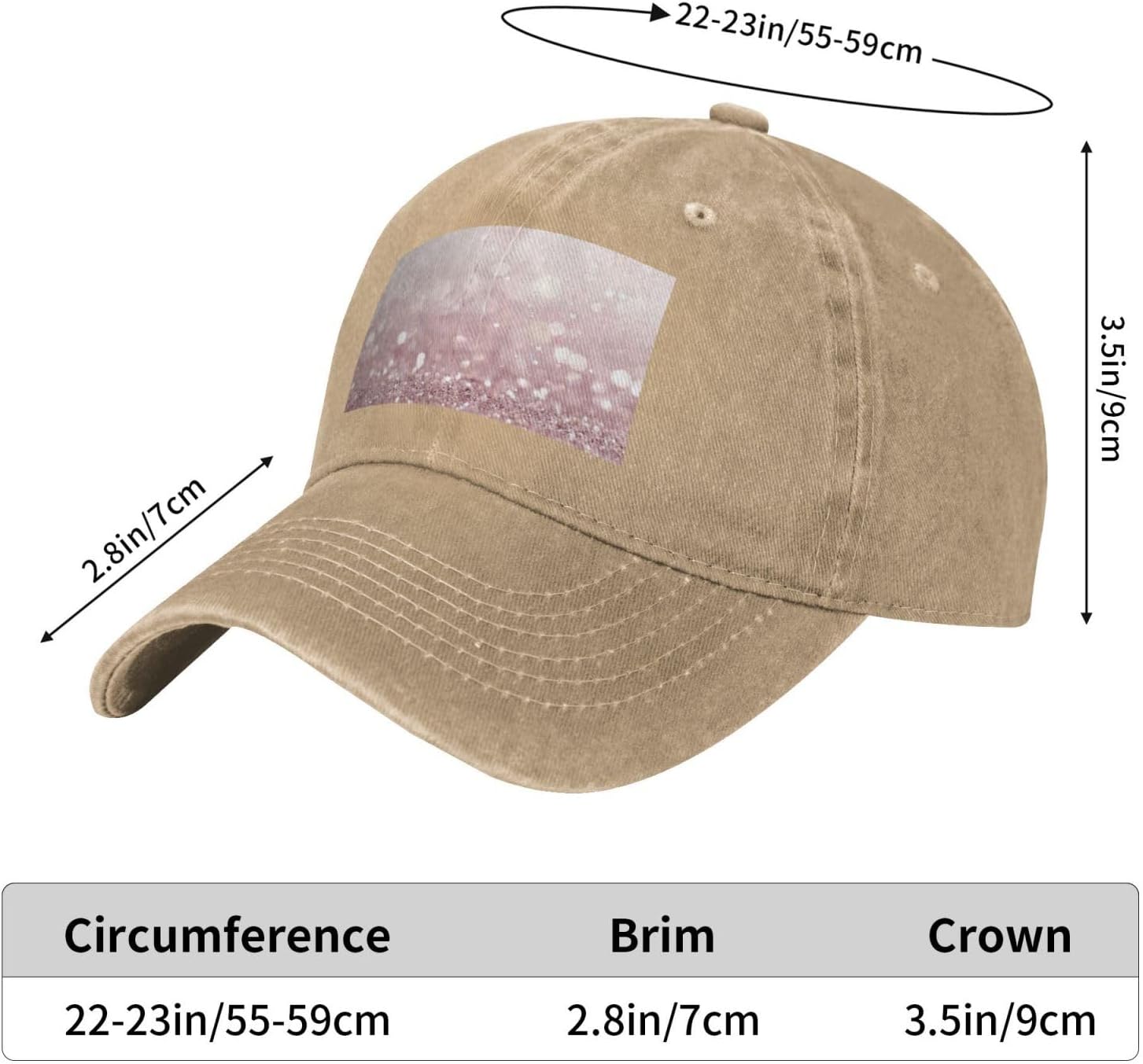 Pink Glitter Print Cowboy Hat Personalized Baseball Cap Fashion Hat Cap Funny Gifts for Women Men