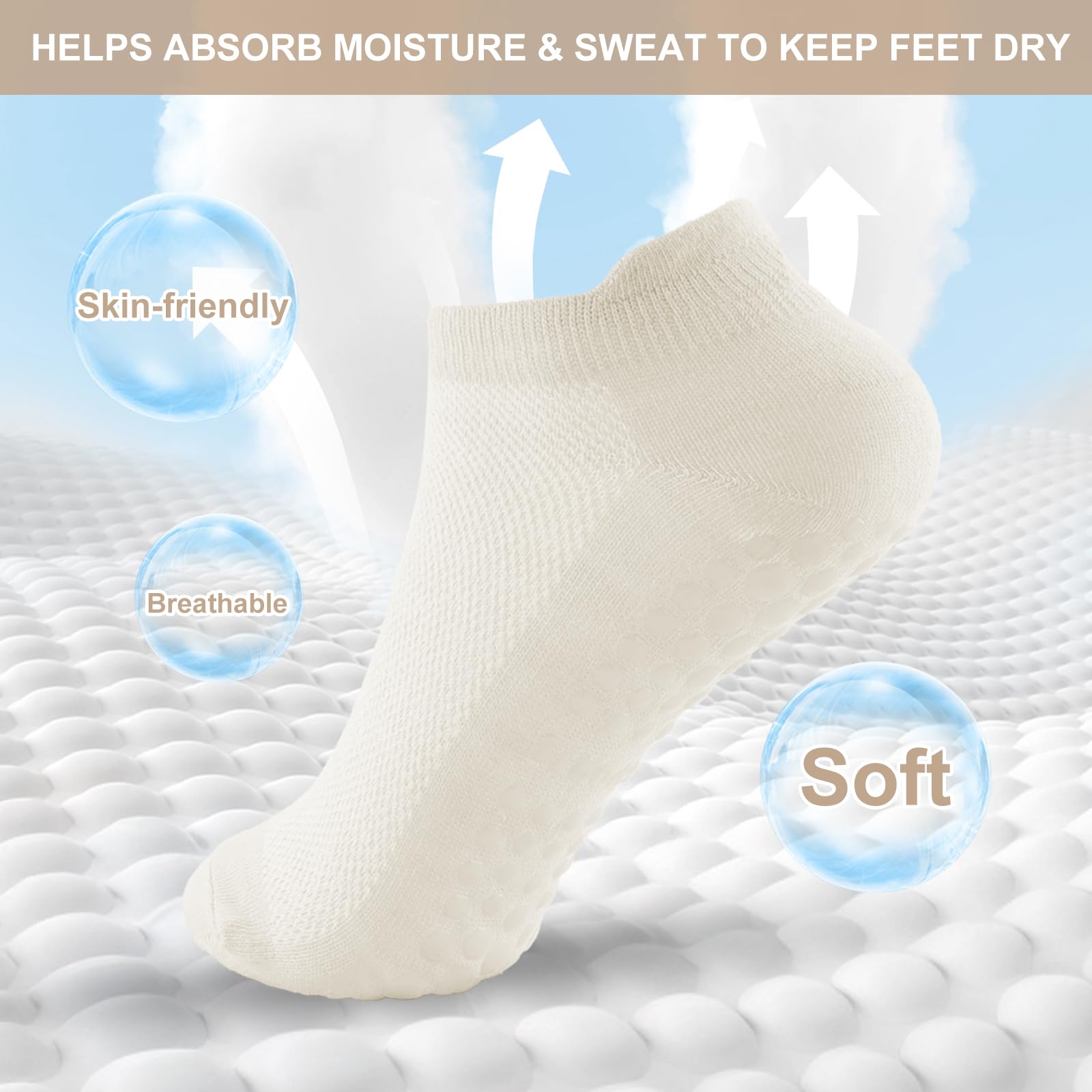 5 pares de calcetines de yoga antideslizantes para mujer, de algodón, para pilates, yoga, ballet, baile, gimnasio, con puntos de agarre de silicona