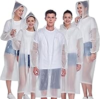 Vista 5 de Ponchos de lluvia para adultos (2-5 piezas), abrigo de lluvia ligero, impermeable para mujeres y hombres Negro 5 piezas.