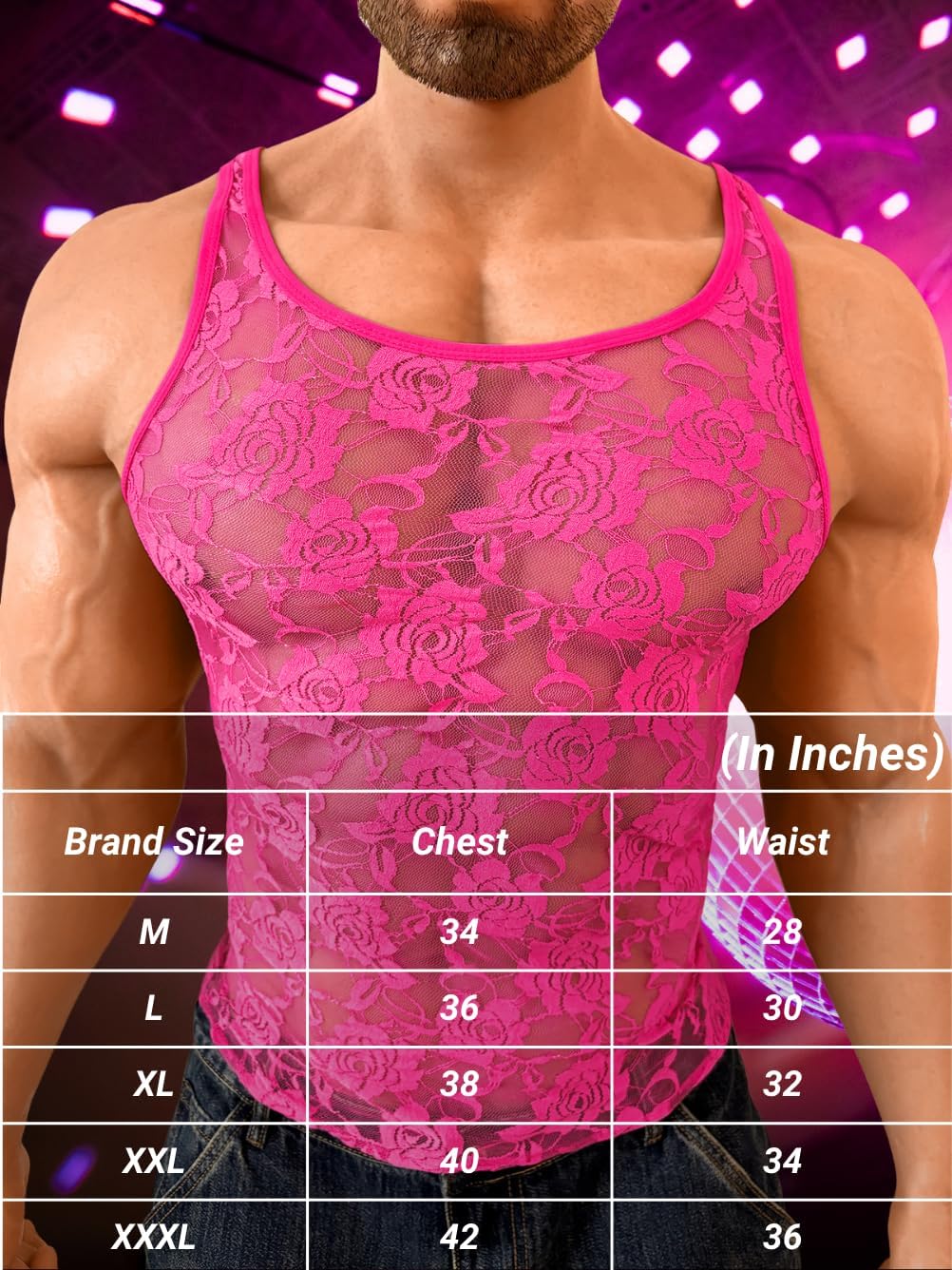 EHSUYAB Men Sexy Lace Tank Top, Sheer Mesh Shirt Sissy Clothes