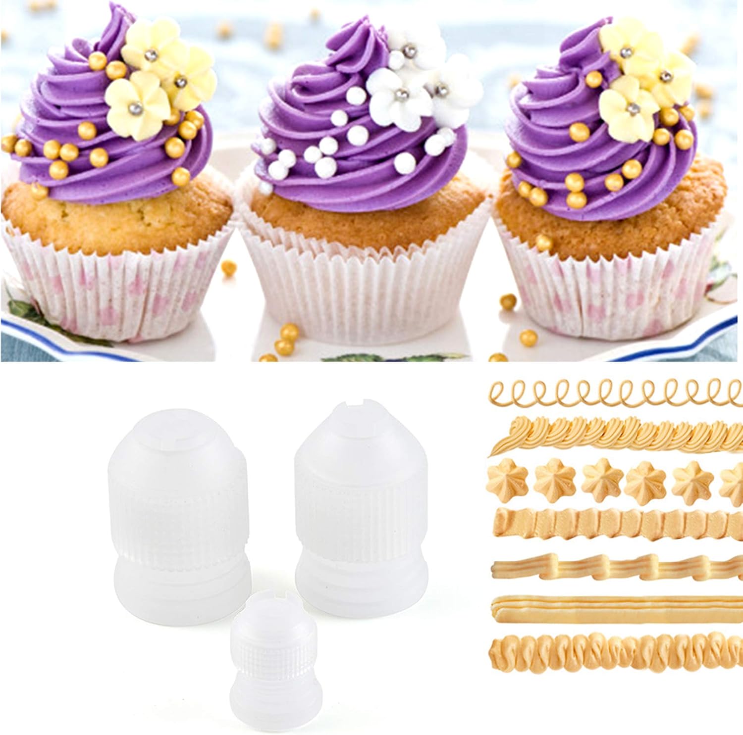 MYUBWTF12 Pieces White Pastry Bag Coupler, Three different sizes Plastic Standard Couplers/Cake Decorating Coupler/Pipe Tip Coupler for piping bags, Icing Nozzles