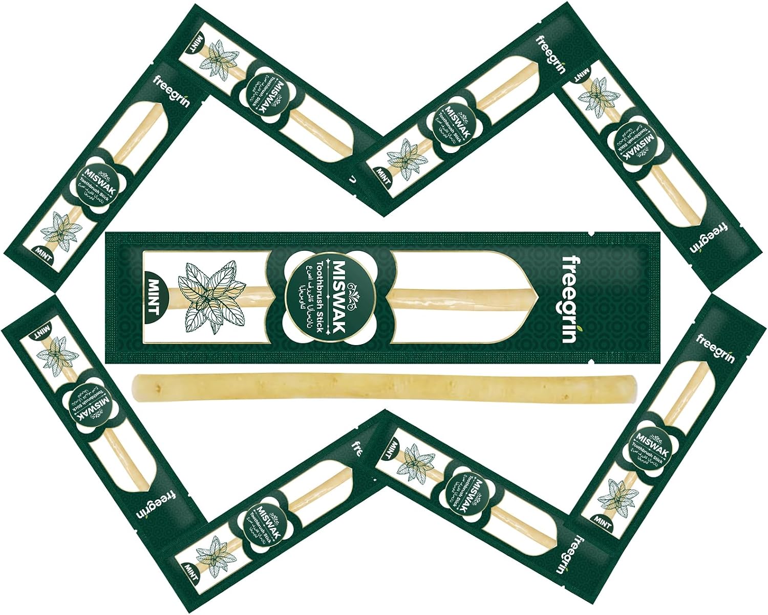 Miswak Sticks for Teeth Pack of 9- Vacuum Sealed Traditional Sewak Natural Miswak Toothbrush - for Healthy Teeths,Gums and Fresh Breath(Mint Flavor)