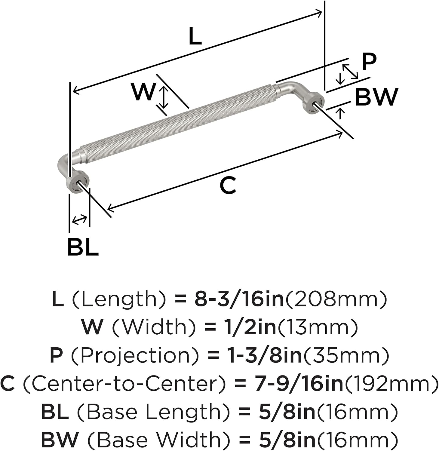 Amerock Collet 7-9/16 inch (192mm) Center-to-Center Satin Nickel Cabinet Pull, BP37685G10