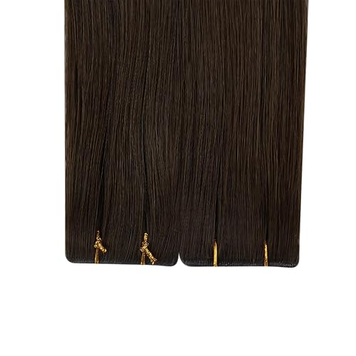 Miniatura 8 de Full Shine Cinta de inyección virgen en extensiones de cabello de 14 pulgadas, color marrón oscuro, extensiones de cinta virgen de 0.71 oz, 10