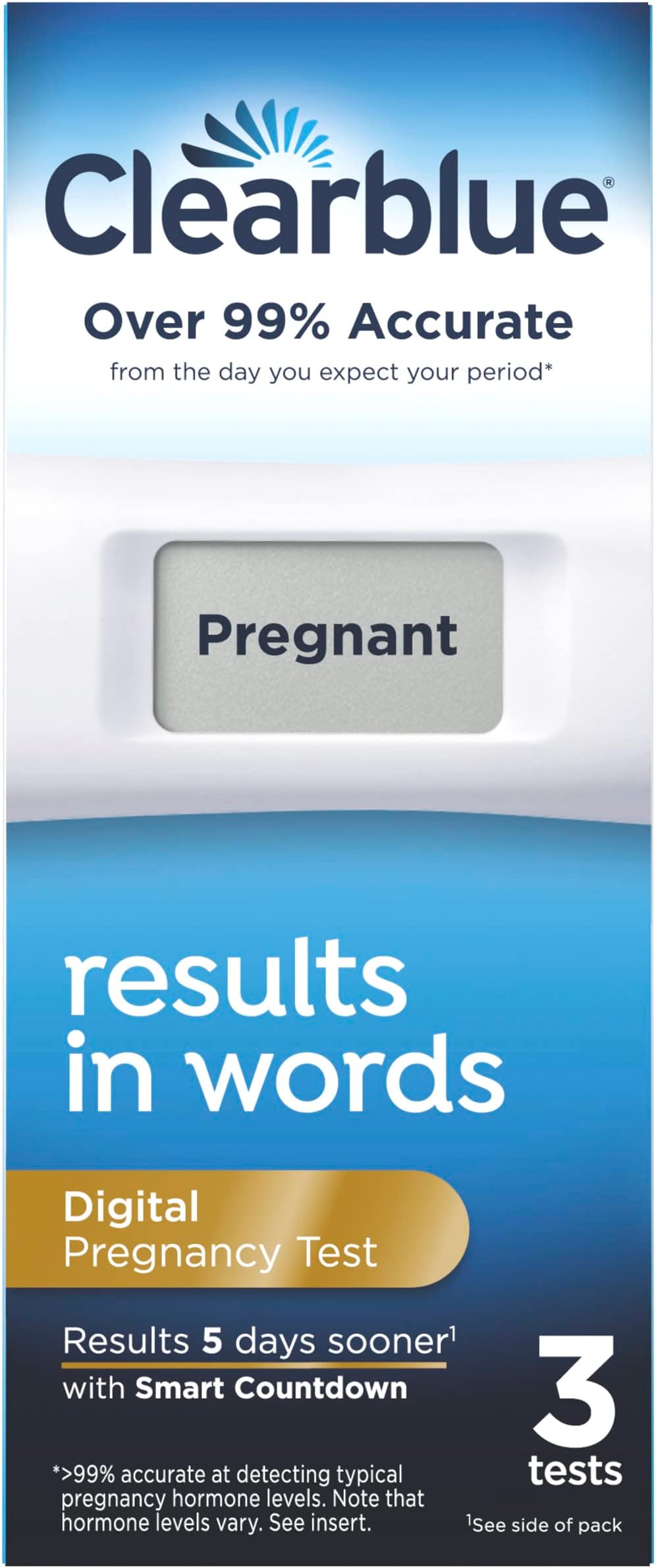 Digital Pregnancy Test with Smart Countdown, 3 Count (Pack of 1)