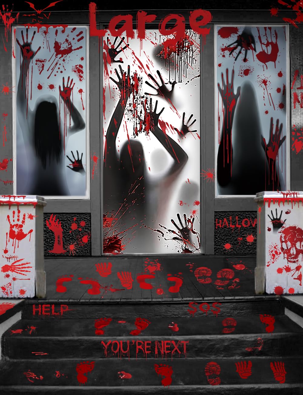 Décorations d'Halloween sanglantes Wohohoho | Lot de 11 feuilles et 202 pièces pour fête d'horreur