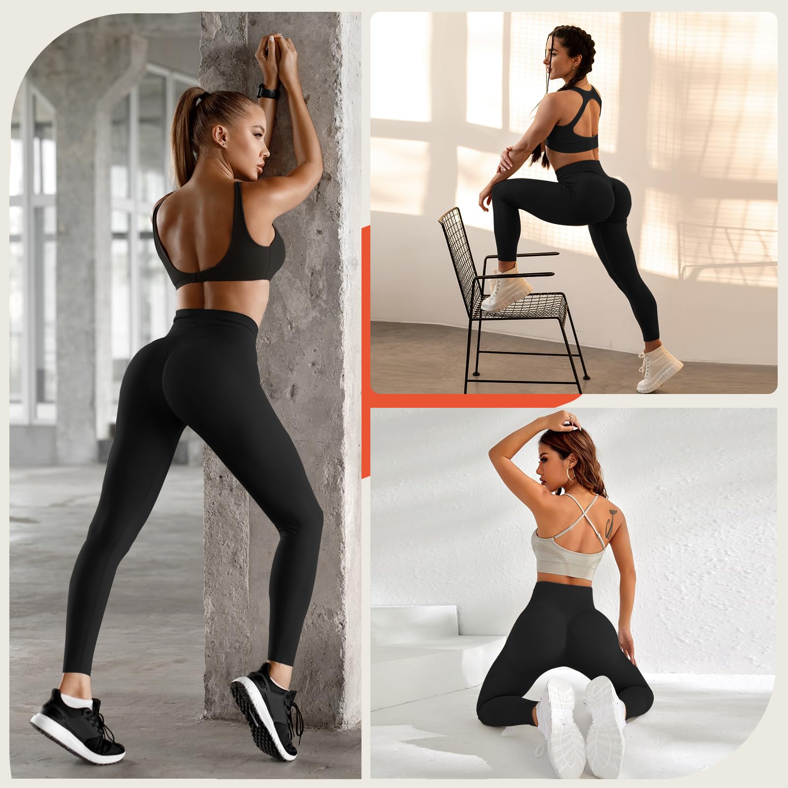 Occffy Leggins Sportivi Donna Push Up Leggings Palestra Vita Alta Pantaloni Fitness Yoga Anticellulite