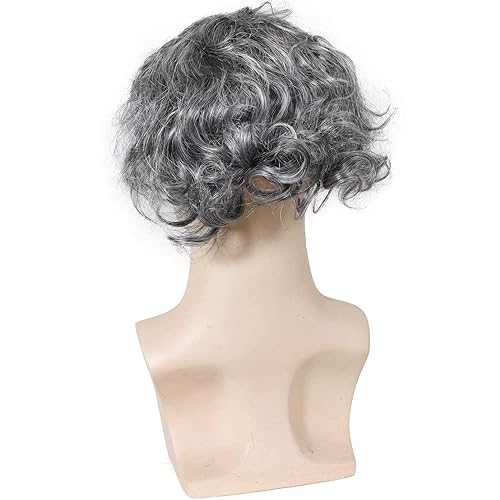 Miniatura 6 de Voloria Swiss Full Lace - Toupee 1B - Cabello humano real de color negro mezclado 60 gris reemplazo de cabello sintético para hombres