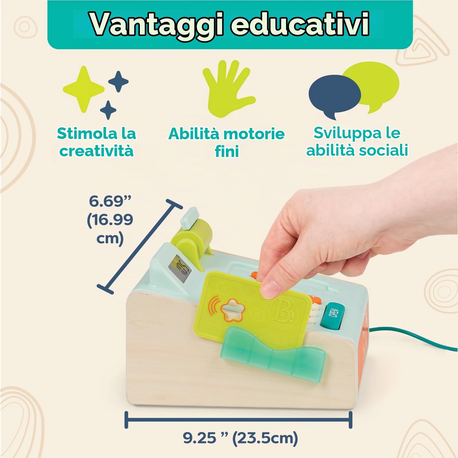B. toys Mini Cashier, registratore di cassa giocattolo con scanner