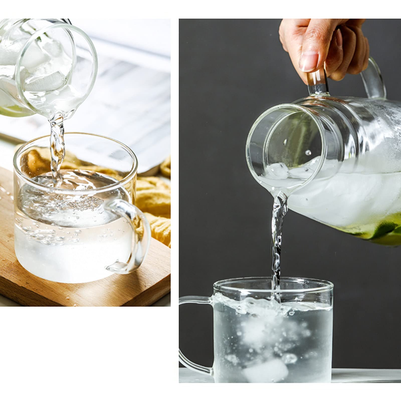 Jarra Agua Fria Jarra de vidrio de gran capacidad con mango y tapa de la jarra a prueba de polvo sellada con anillo de sellado de silicona para leche, jugo, bebidas caseras Jarra Agua Detox Frutas
