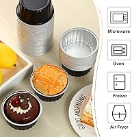 Vista 3 de Gejoy 400 tazas de papel de aluminio para hornear con tapas, moldes desechables de 5 onzas, mini moldes para tartas, moldes para magdalenas, moldes