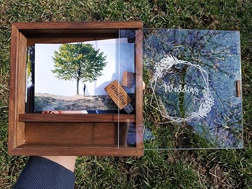 Miniatura 5 de Caja de fotos personalizada de madera USB Flash Drive con tapa deslizante, caja de fotos de boda personalizada, caja de almacenamiento de madera de