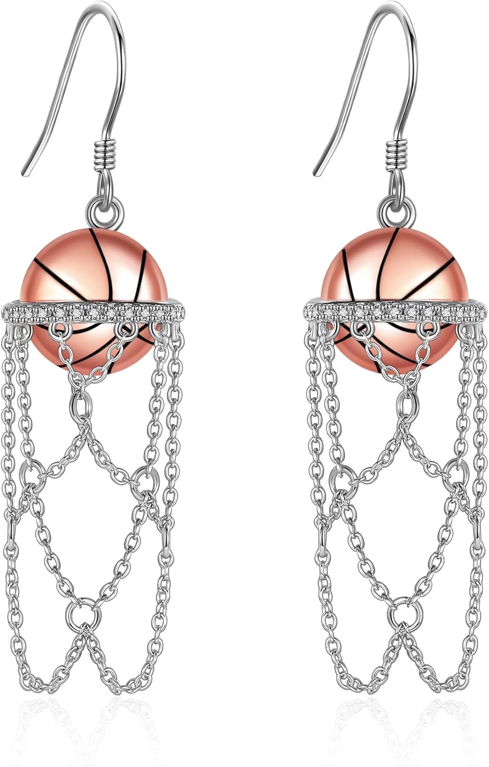 ONEFINITY Basketball Earrings 925 Sterling Silver Basketball Dangle Drop Earrings Black Turquoise Jewelry Gifts for Women Mom Grandma Player Sport Lover