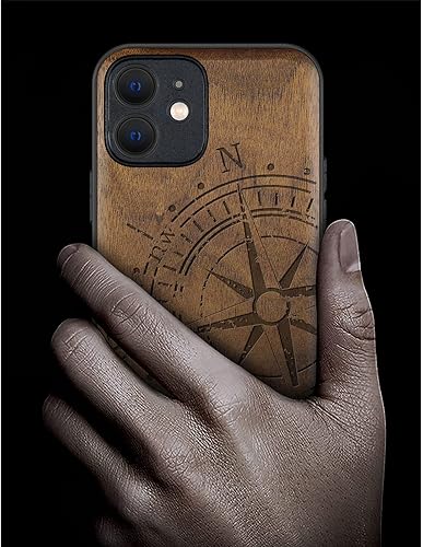 Miniatura 98 de Carveit Funda magnética de madera para iPhone 12 [madera natural y TPU suave negro] a prueba de golpes, funda de madera única y elegante compatible
