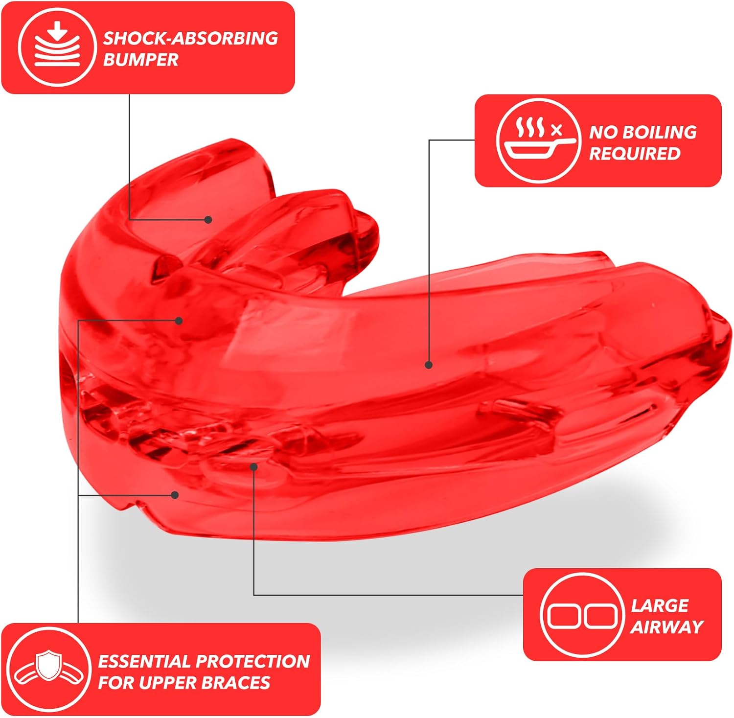 2Pcs Sport Mouth Guard Youth Adult, Mouthguard for Braces, MouthGuard for Braces for Sports, No Boil Mouth Guard, Soft, Football, Jujitsu and Karate