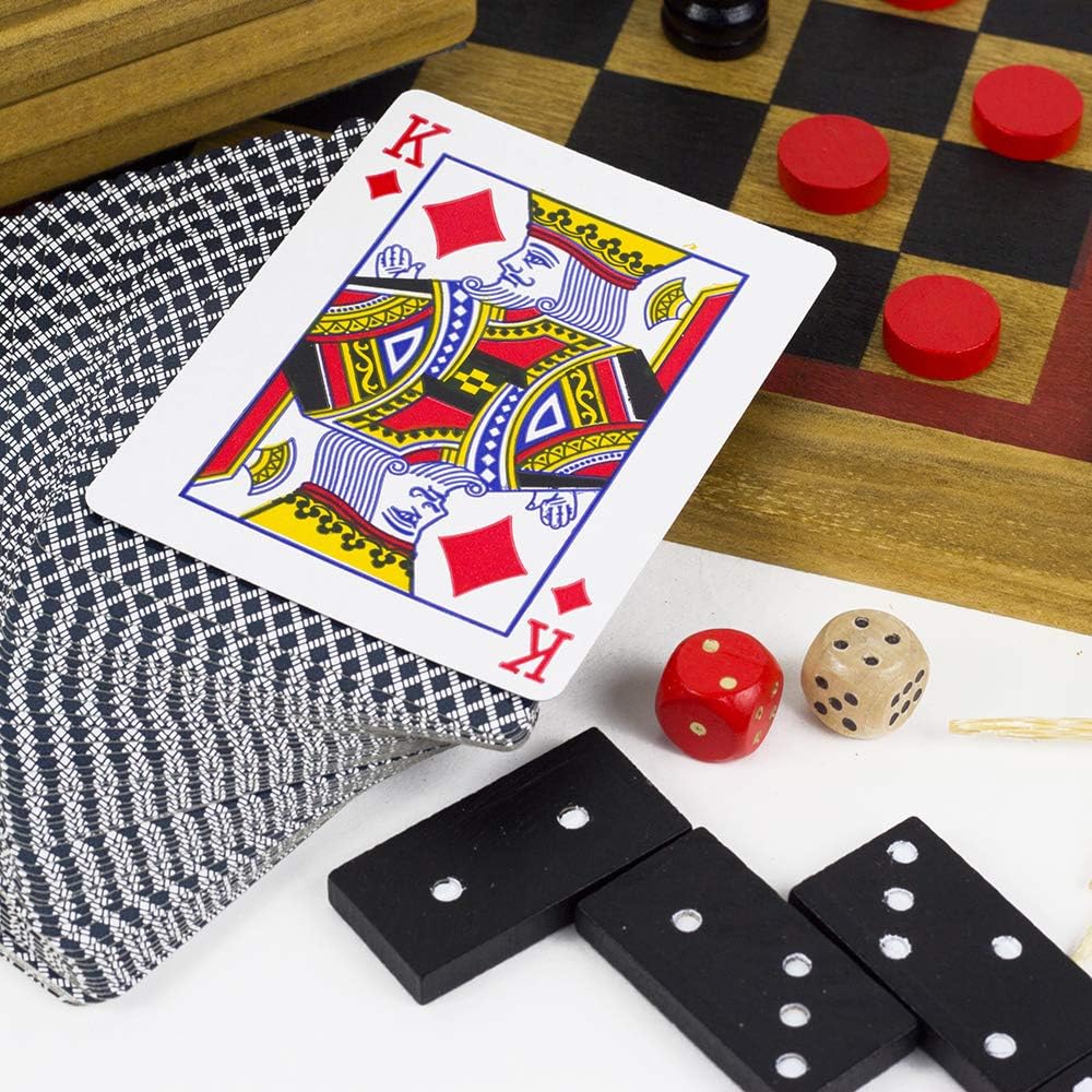 Wooden Games Compendium | Portable Six in One Combination Game Set