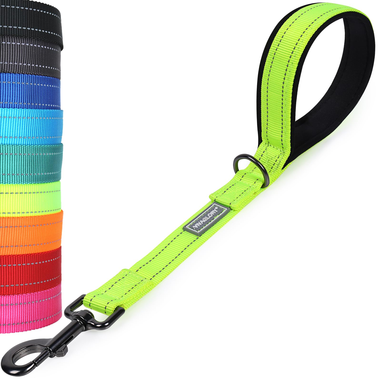 VIVAGLORY Hundeleine Kurz Closelyt Kurzführer Hund, Hundeleine Leine mit Gepolstertem Griff & Schlaufe für Joggingleine Hausleine, Kurzführer & Kurzleine für Hunde, 46cm, Neon Gelb
