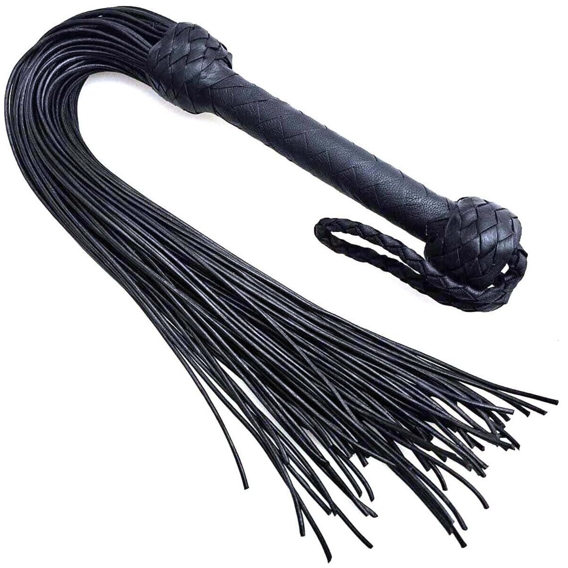 Sduxion Premium Flogger Leather Riding Crop Equestrian Whip Leather Flogger Riding Paddle Whip