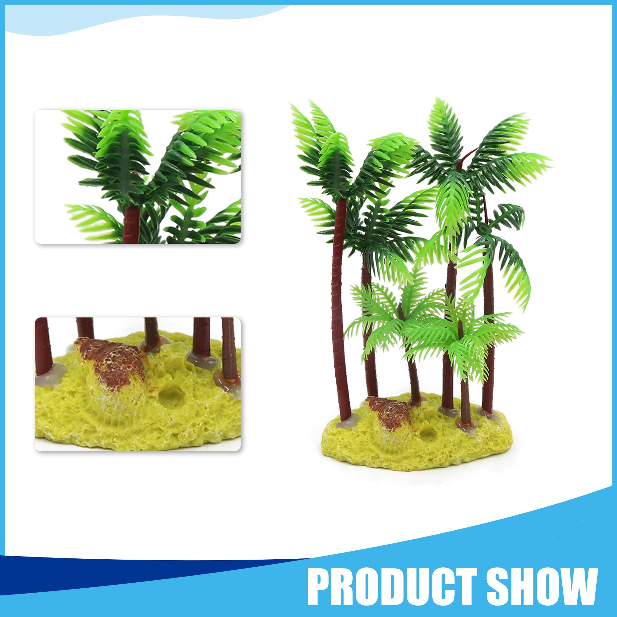 CAPASTEC Aquarium Decoration,Plastic Palm Tree Plant for Aquarium Fish Tank,5.4Inch(Green/Brown)