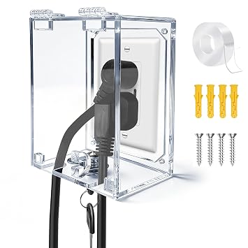 Infant Safety Outlet Lock Box, wall Outlet Lock Box, Lock Box for Electrical outlets with outlets, Easy to Install, Accommodates Most Plugs and adapters 4.95 X 3.35 X 2.56 or Smaller