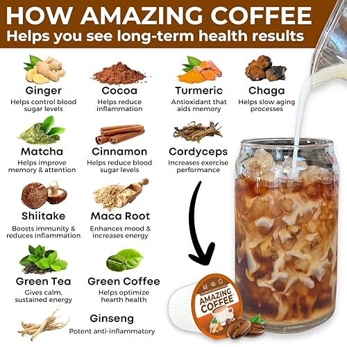 Miniatura 3 de Superfoods Company Amazing Coffee - Tostado francés instantáneo  Hongos adaptogénicos, superalimentos infundidos - Energía, enfoque, digestión,