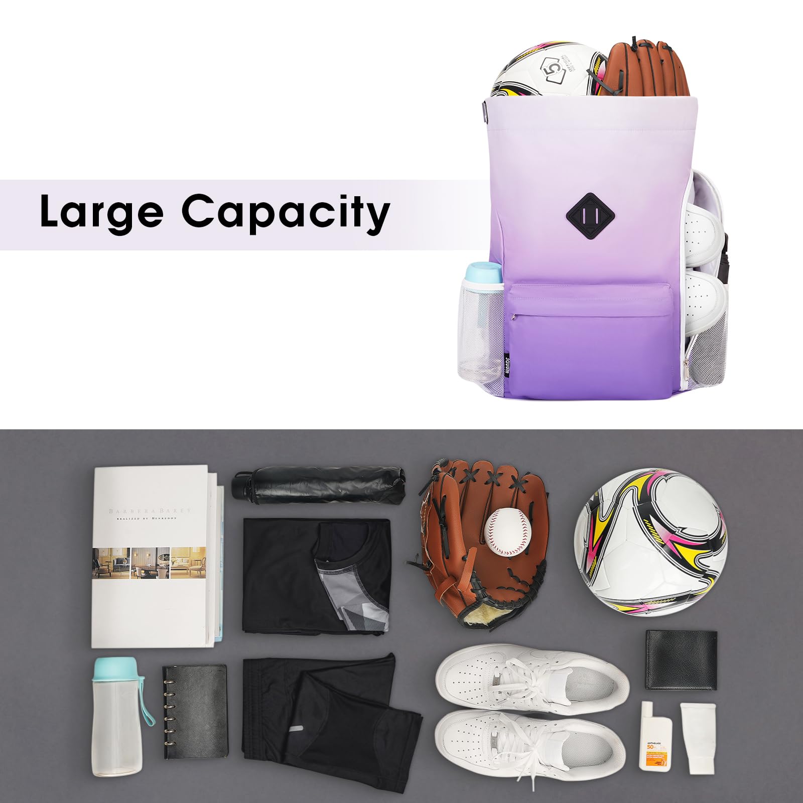 WANDF Drawstring Backpack Sports Gym Bag with Shoes Compartment - Image 3