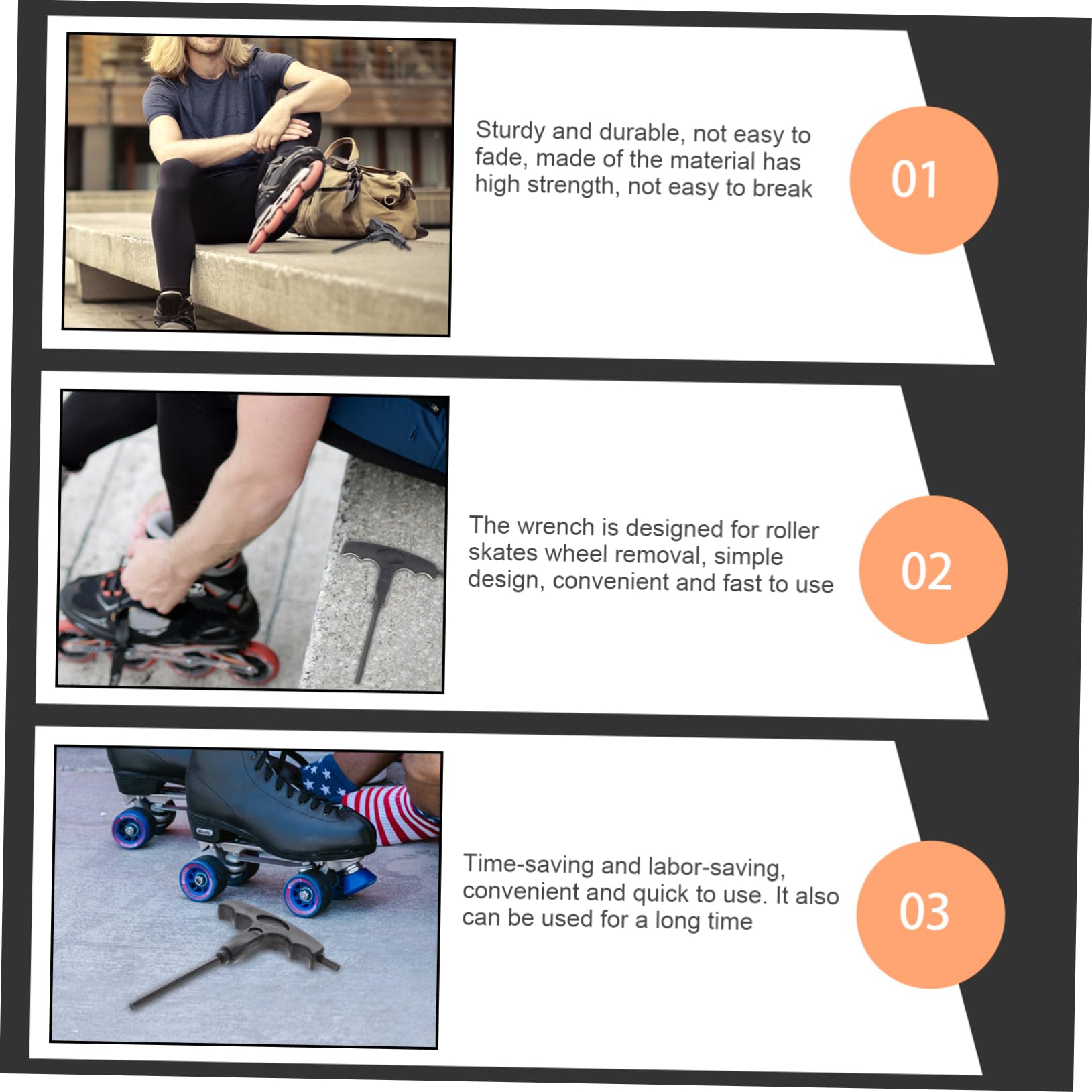 Toddmomy 2sets Professional Skate Wrench High Strength Wrench Screwdriver for Skates 4pcs*2